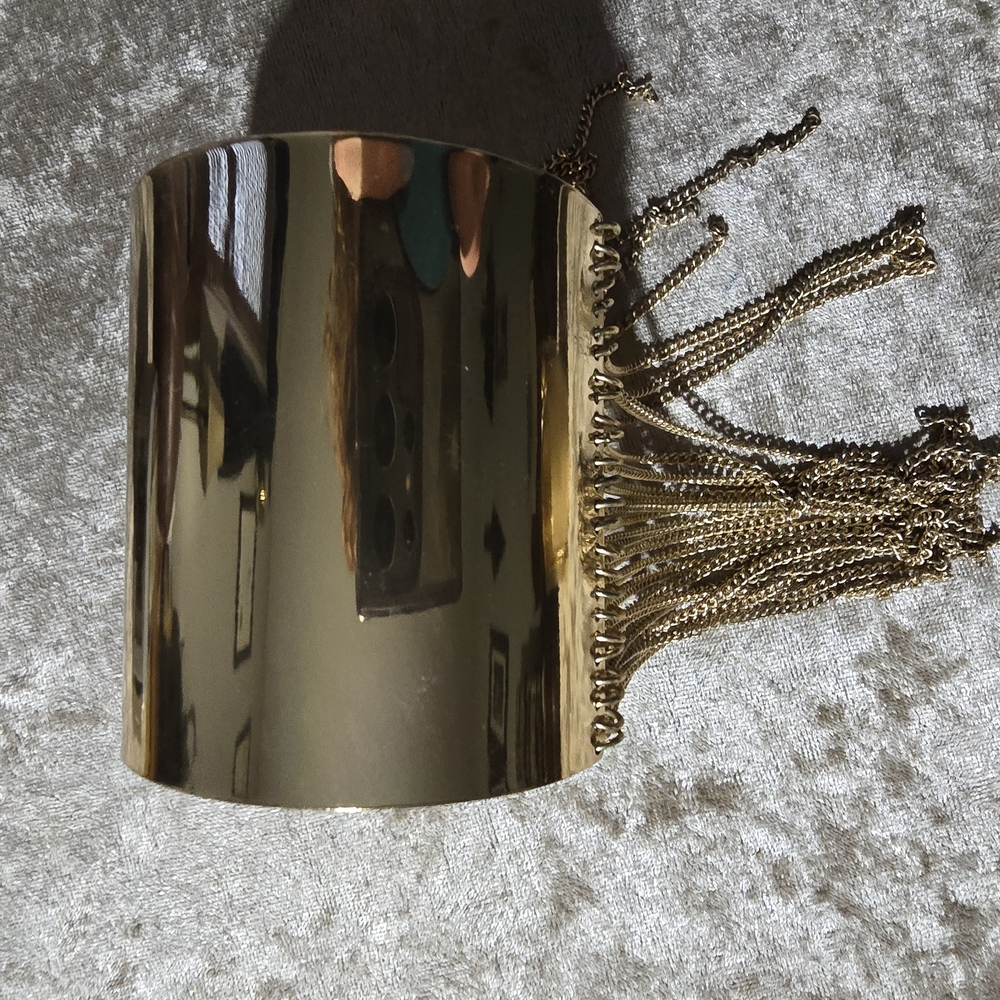 Dynamite Gold Cuff Bracelet with Fringe